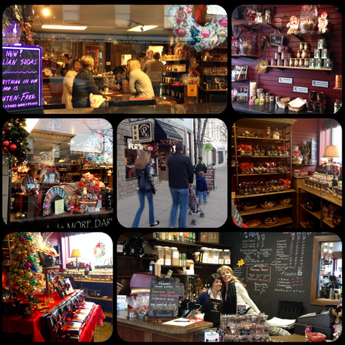 Photo collage of holiday time at The Chocolate Therapist